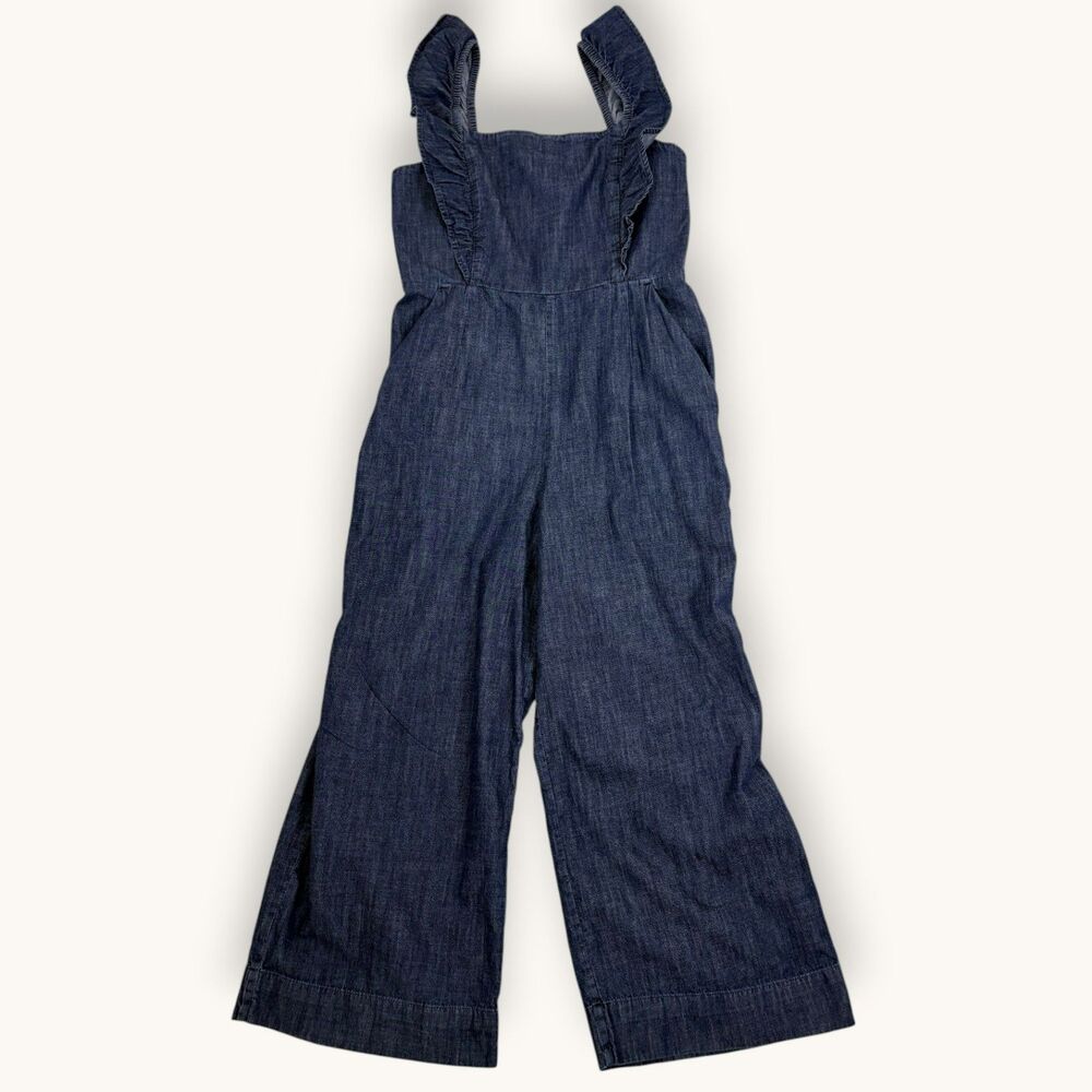 Gap Women's Denim Jumper 2P Wide Leg Ruffled Straps